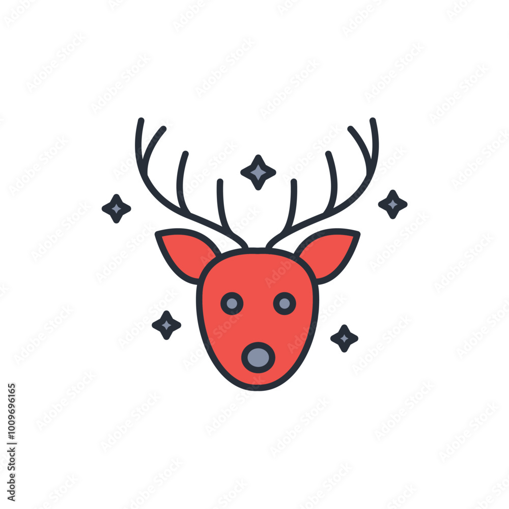 reindeer icon. vector.Editable stroke.linear style sign for use web design,logo.Symbol illustration. reindeer icon. vector.Editable stroke.linear style sign for use web design,logo.Symbol illustration.