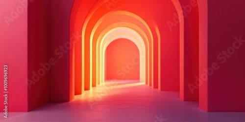 Vibrant Interior  Stunning Arched Design with Dynamic Color Transitions