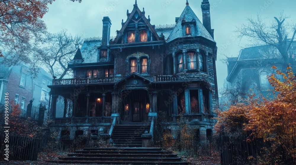 Obraz premium Halloween theme in travel guides suggest eerie locations for the bravest adventurers