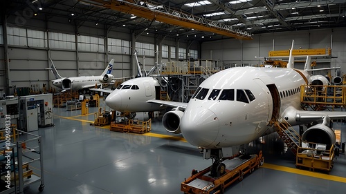 Airplane Maintenance Hangar with Two Aircraft