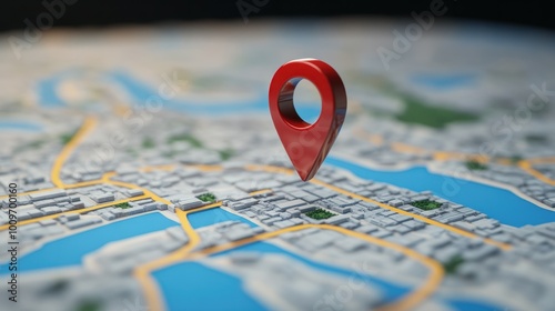 Locator mark of map and location pin or navigation icon sign on blue background with search concept. 3D rendering.