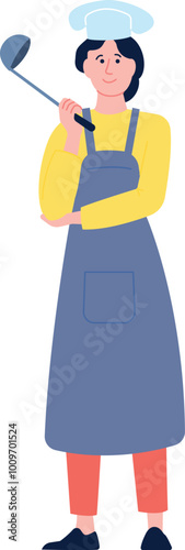 Female chef with cooking tool. Professional woman character