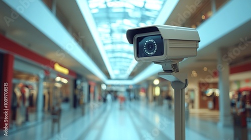 shopping mall surveillance camera for crime prevention and video monitoring ensuring security observation and protection for public areas and retail store safety through monitoring technology photo
