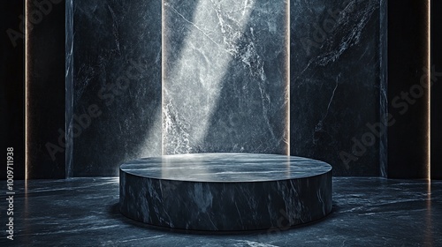 elegant marble pedestal in a highend luxury setting with dim lighting and premium decor designed for exclusive product displays and minimalistic presentation crafted for exhibitions and elegant decor photo