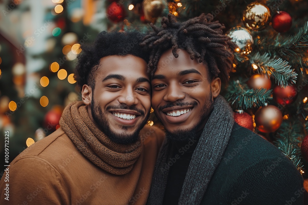 A Joyful gay Couple Celebrating the Joyous Holidays Together in a Warm and Loving Atmosphere A Joyful gay Couple Celebrating the Joyous Holidays Together in a Warm and Loving Atmosphere