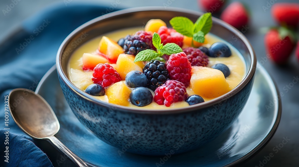 Cold fruit soup with fresh berries Cold fruit soup with fresh berries