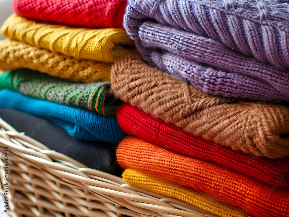 This image showcases a stack of folded fabrics in a variety of bright, vibrant colors, neatly arranged and ready for selection, representing diversity and choice. This image showcases a stack of folded fabrics in a variety of bright, vibrant colors, neatly arranged and ready for selection, representing diversity and choice.
