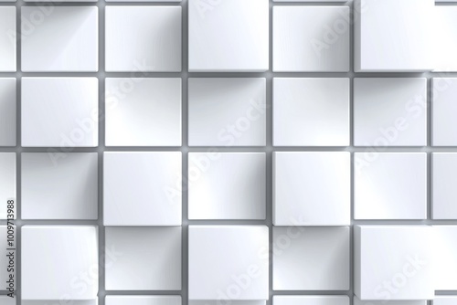 An abstract seamless geometric pattern in light gray. The texture has an extruded effect to create the illusion of volume, suitable for wallpapers, textiles, fabrics, wrapping paper, or backgrounds.