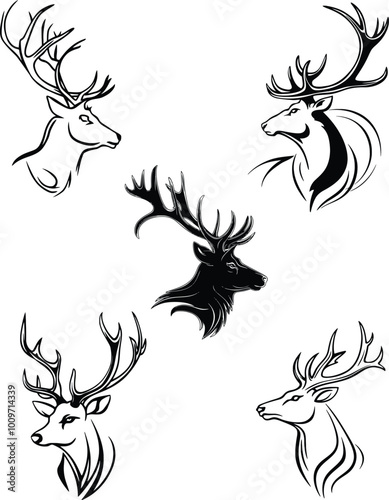 set of christmas deer