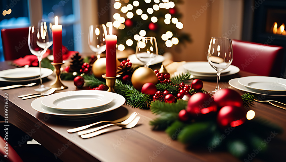 elegant christmas table setting ready festive holiday feast elegant christmas table setting ready festive holiday feast