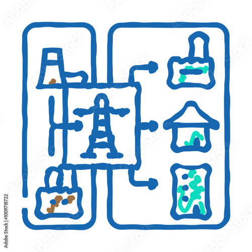 distributed generation electric doodle icon sketch vector. distributed generation electric sign. isolated symbol illustration