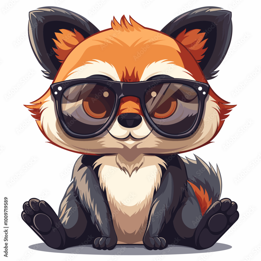 Fototapeta premium A raccoon wearing sunglasses and a hat, giving it a cool and stylish appearance