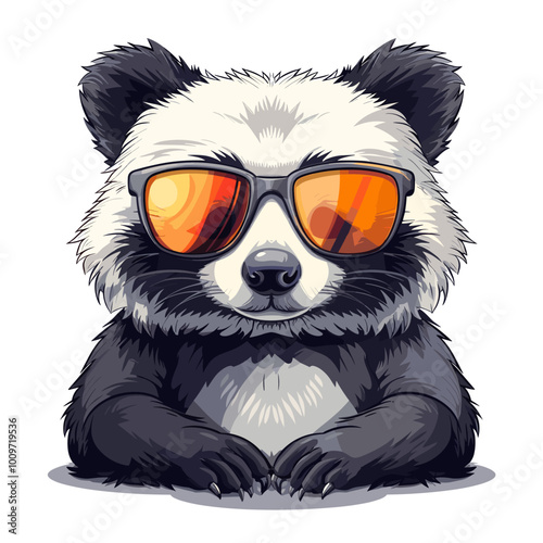 A cartoon bear wearing sunglasses and a hat. The bear is sitting on a white background. The sunglasses and hat give the bear a cool and relaxed vibe