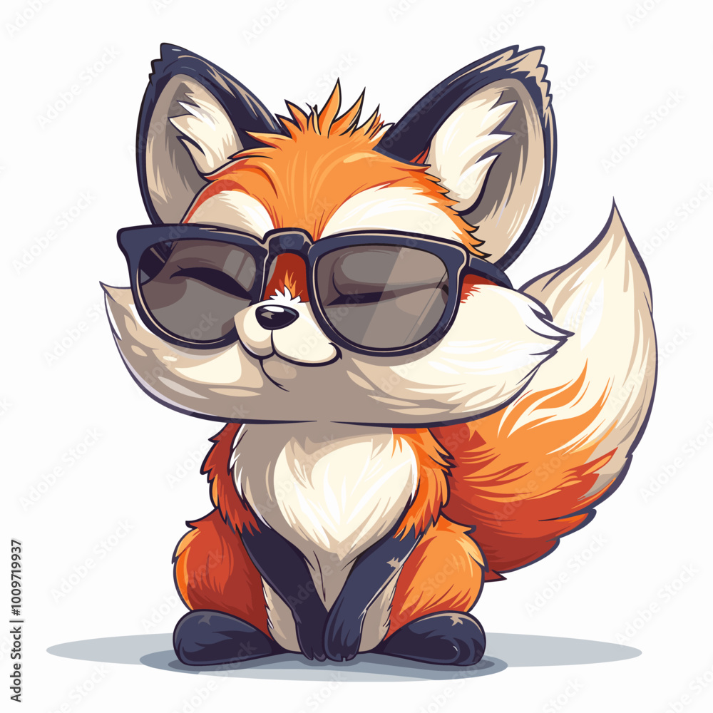 Fototapeta premium A cartoon fox wearing sunglasses and a smile.