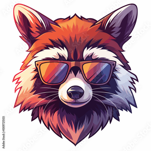 A raccoon wearing sunglasses and a hat. The raccoon is smiling and he is enjoying the sun