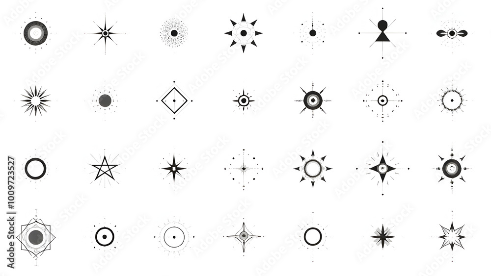 Naklejka premium Abstract Geometric Tattoo Symbols Collection