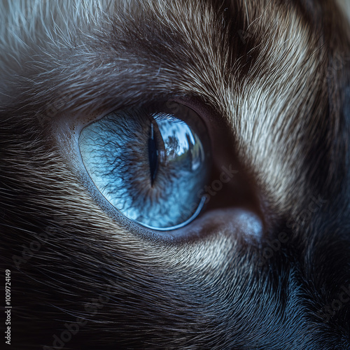 Close-up Siamese Cat’s eyes, front view photo