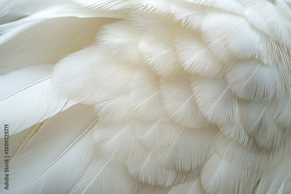 Naklejka premium Elegant Egret Feather Macro Photography: Stunning Detail of Clear Root and White Scene