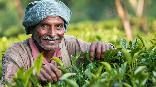  tea garden manager with over 15 years of expertise in cultivating and harvesting high-quality tea leaves photo