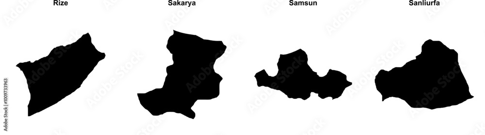 Rize, Sakarya, Samsun, Sanliurfa outline maps Rize, Sakarya, Samsun, Sanliurfa outline maps