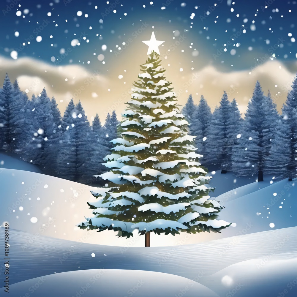Obraz premium christmas tree with snow