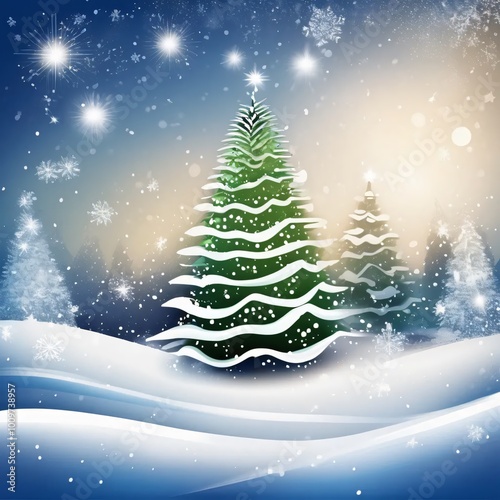 Wallpaper Mural christmas tree with snowflakes Torontodigital.ca