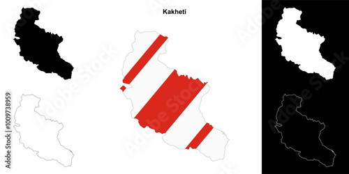 Kakheti region outline map set