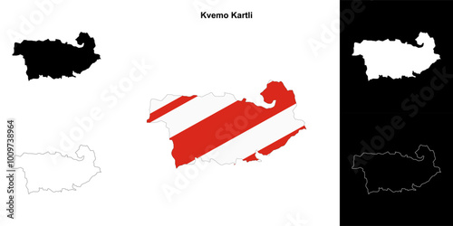 Kvemo Kartli region outline map set