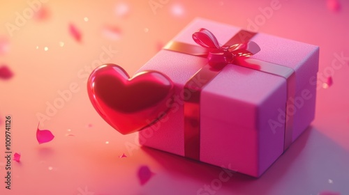 A Pink Gift Box with a Red Heart