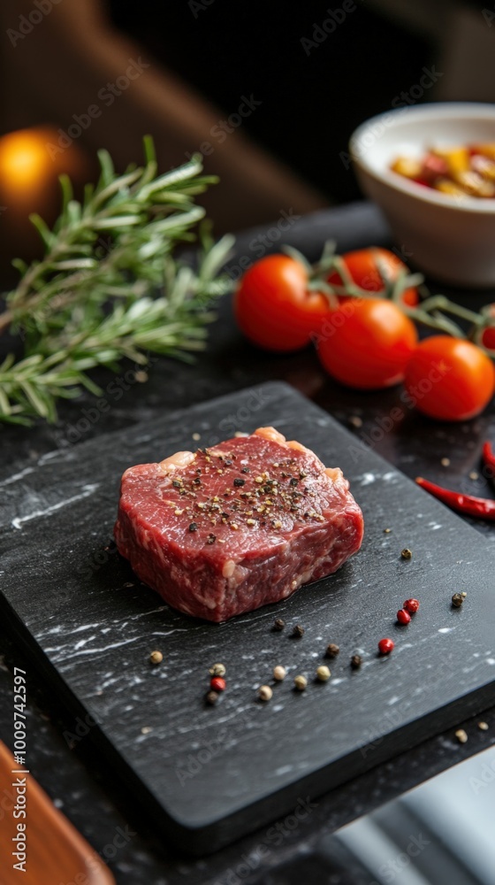 Marbled Raw Steak Close-Up Marbled Raw Steak Close-Up