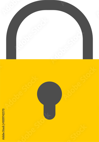 Simple yellow padlock icon. Minimalist yellow padlock icon.