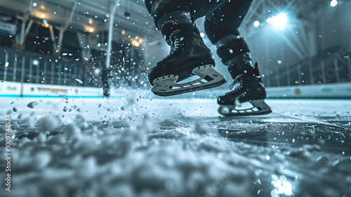 Wallpaper Mural Ice Hockey Player in Action Skating on Outdoor Rink Surrounded by Snow and Ice. Concept of Winter Sports, Fast-Moving Skater, Competitive Hockey, Athletic Skill Torontodigital.ca