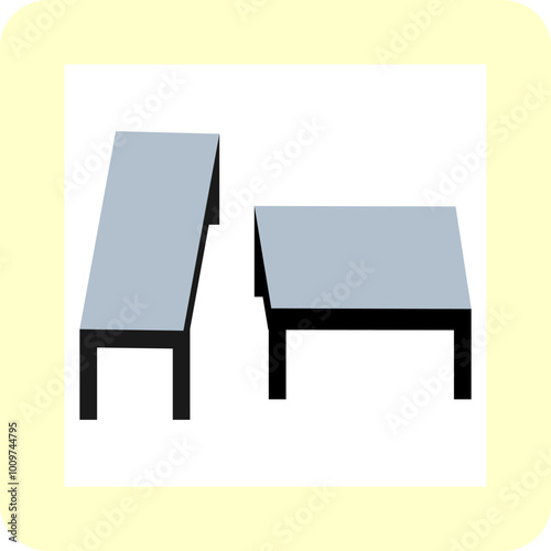 Shepards table illusion. Vector graphic optical illusion. The two table look different sizes, but they are exactly the same size.