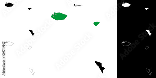 Ajman emirate outline map set