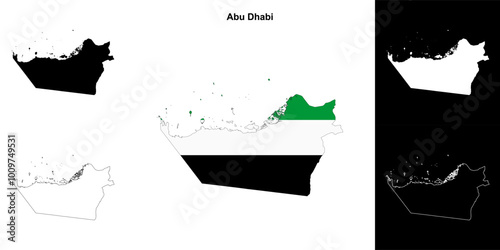 Abu Dhabi emirate outline map set