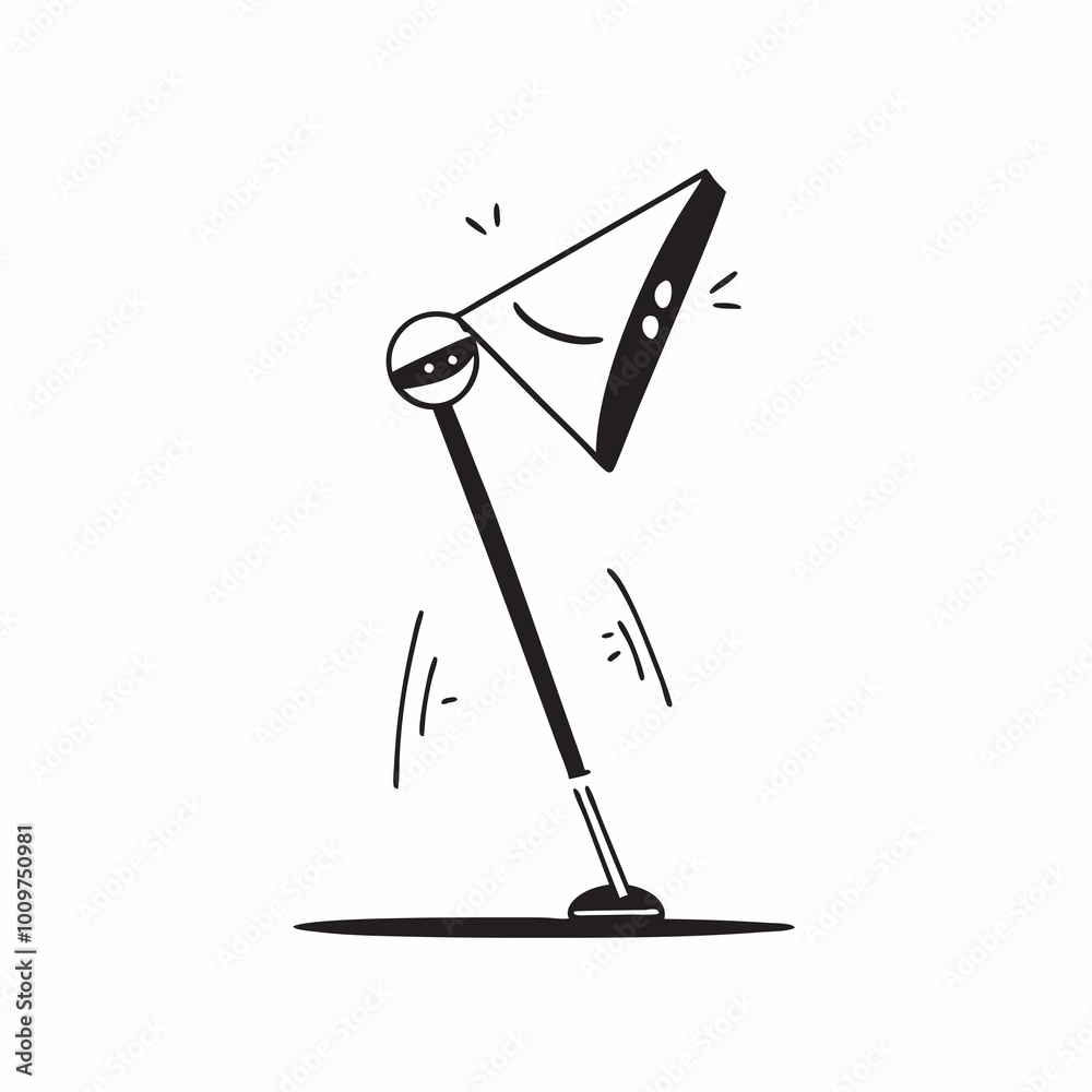 Cartoon desk lamp illustration in black and white Cartoon desk lamp illustration in black and white