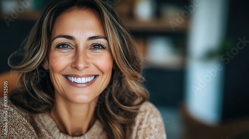 Happy Mature Woman Smiling with Bright Veneers
