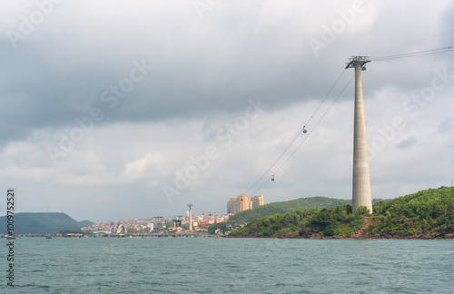 Cable car leading to the islands from Sunset Town, Phu Quoc, Vietnam photo