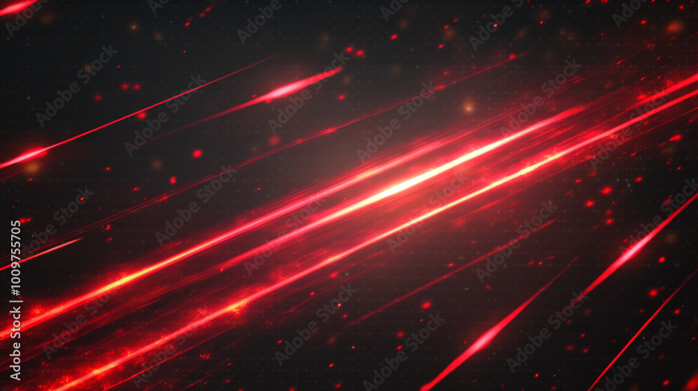 Obraz premium Dynamic red light streaks create an electrifying atmosphere in a dark backdrop