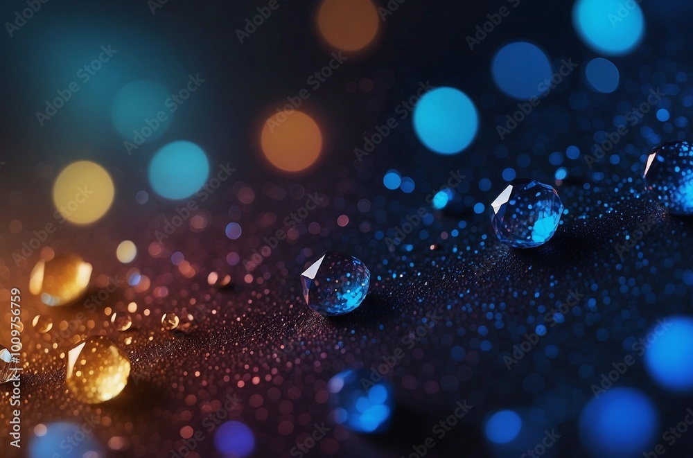 blue stones on a dark blue bokeh background