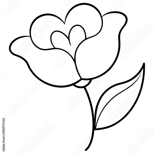 Elegant Vector Illustration of a Delicate Pea Flower with Rounded Petals
