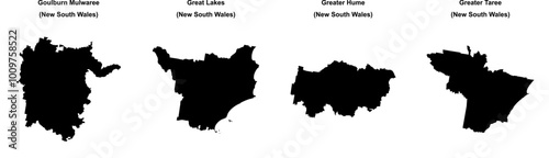 Goulburn Mulwaree, Great Lakes, Greater Hume, Greater Taree outline maps