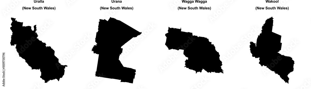 Uralla, Urana, Wagga Wagga, Wakool outline maps Uralla, Urana, Wagga Wagga, Wakool outline maps