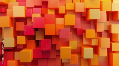 Colorful abstract pattern of cubes creating a vibrant three-dimensional effect on a wall