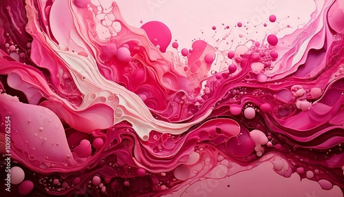 Abstract fluid art in vibrant red colors, with organic shapes and flowing textures that evoke movement and energy