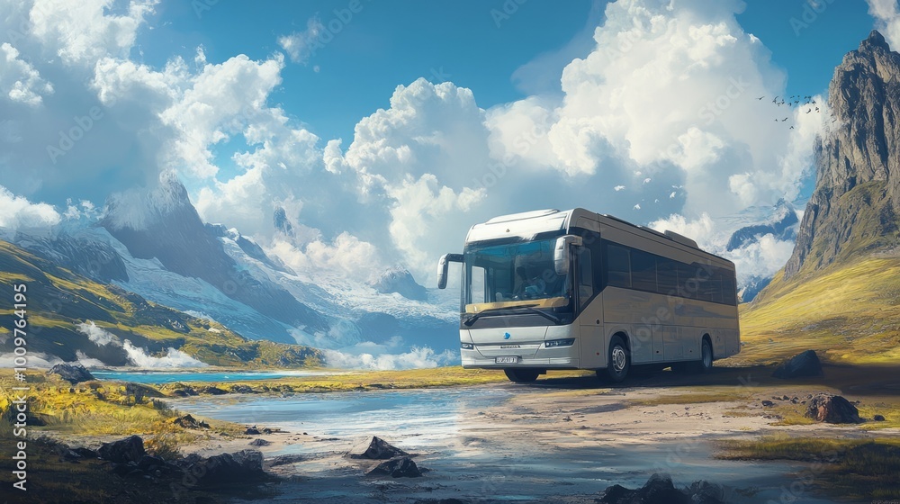 colourful bus on the nature colourful bus on the nature