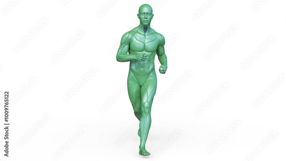 走る男性サイボーグ 3DCGレンダリング 走る男性サイボーグ 3DCGレンダリング