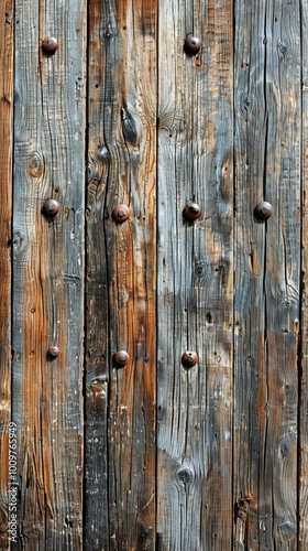 Close-up view of a weathered wooden plank wall showcasing intricate textures and rustic charm