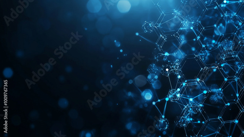 Abstract representation of molecular structures in vibrant blue tones showcasing scientific concepts