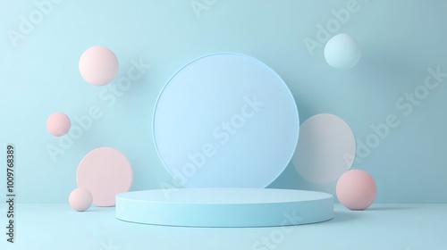 3d stage with soft colours